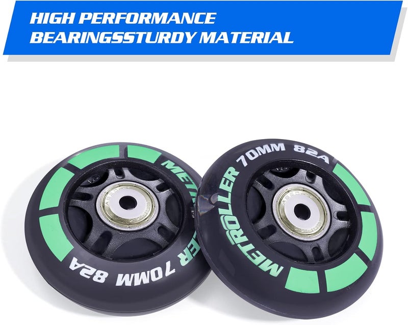 METROLLER 8 Pack 70mm Light up 82A Inline Skate Wheels with ABEC-7 Bearing, Indoor Outdoor Inline Skate Wheels Replacement Roller Blade Wheels Without Tool - Image 5